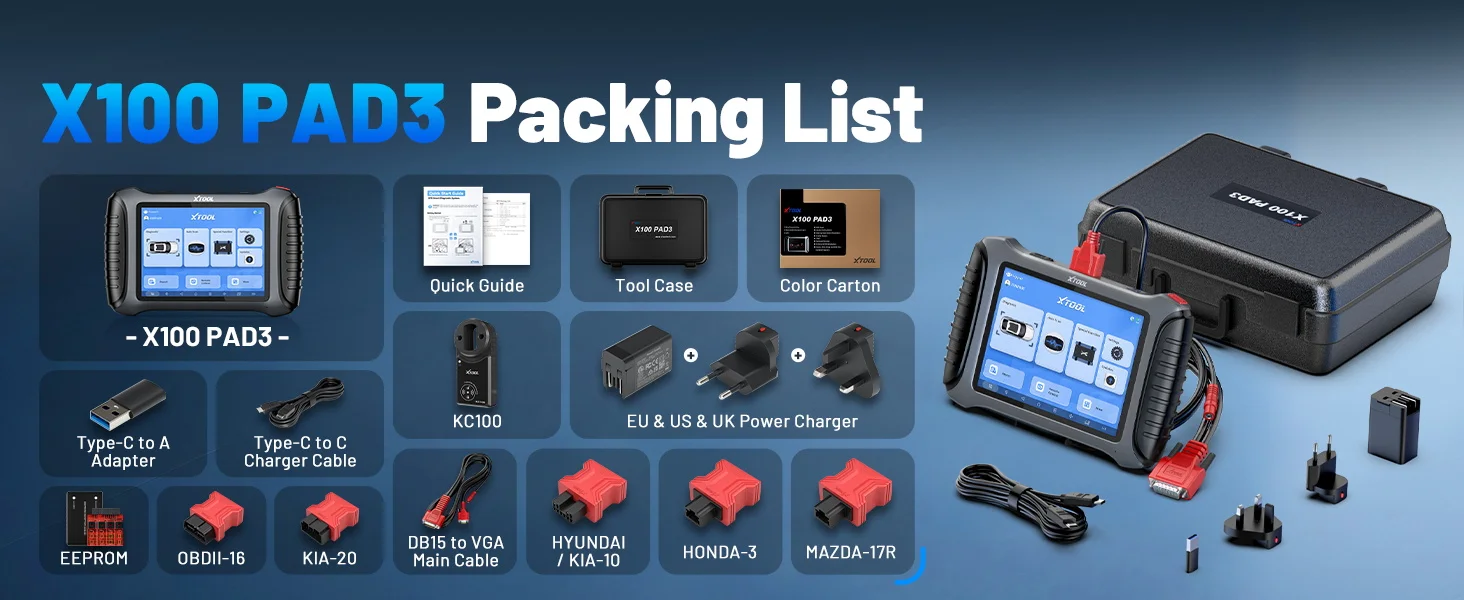 XTOOL X100 PAD3 V2.0 Auto Key Programmer X100PAD3 IMMO Key Programming Tools All Key Lost 38+ Special Functions CANFD DOIP FCA – Detail 17