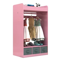 Kids Costume Organizer、 Costume Rack、Kids Armoire、Open Hanging Armoire Closet with Mirror-PINK 2