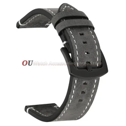 Vintage Leather Quick Release Watch Strap for Men & Women - Universal Accessory (Grey)