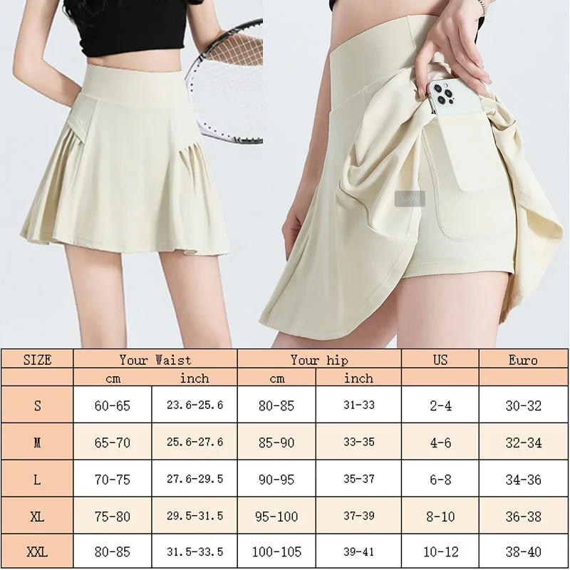 PofyBofy Tummy Control Wide Waistband Golf Skort Pockets Tennis Skirt Sports Skirted Shorts 2 in 1 Running Skirt Shorts Pleated