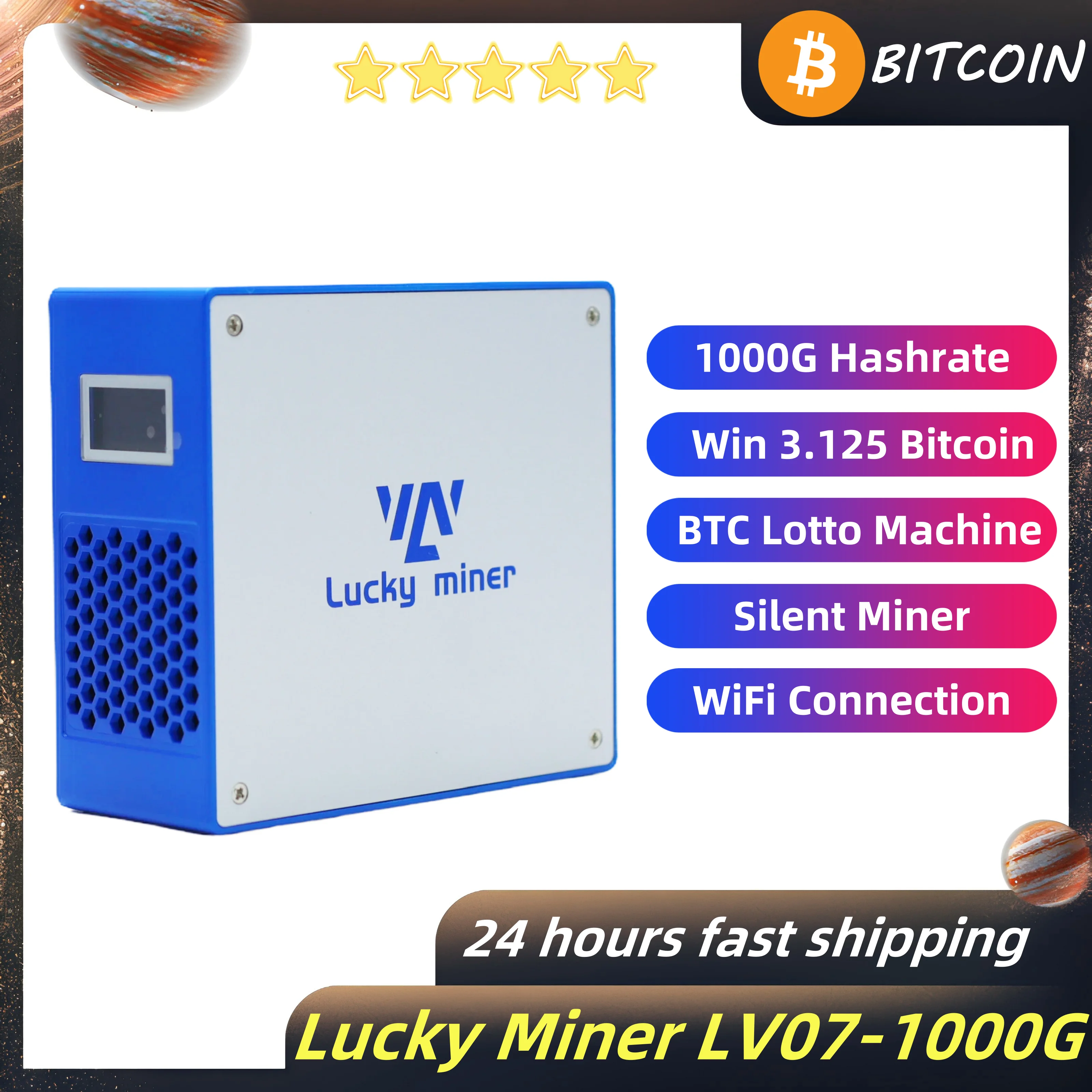 Bitaxe Miner Lucky Miner LV07 Bitcoin Lotto Miner 1000GH/S Hashrate 30W  Silent BTC Miner SHA-256 Algorithm Mining Multiple Coins - AliExpress
