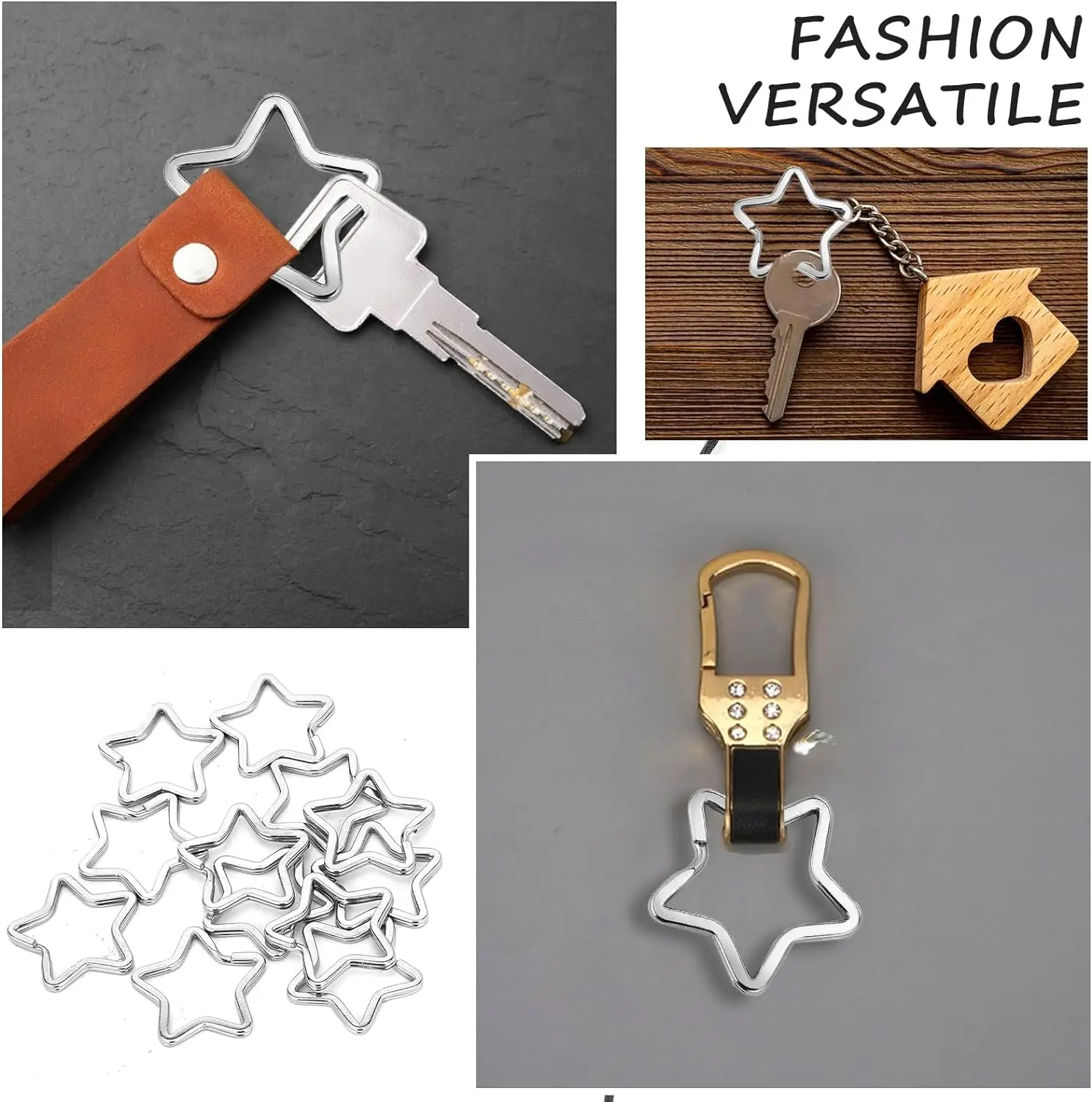10Pcs Metall Liebe Stern Geformt Flache Split Schlüsselbund Für DIY Auto Schlüssel Ringe Organisationen Schmuck Machen Handwerk Liefert Zubehör – Detail 8