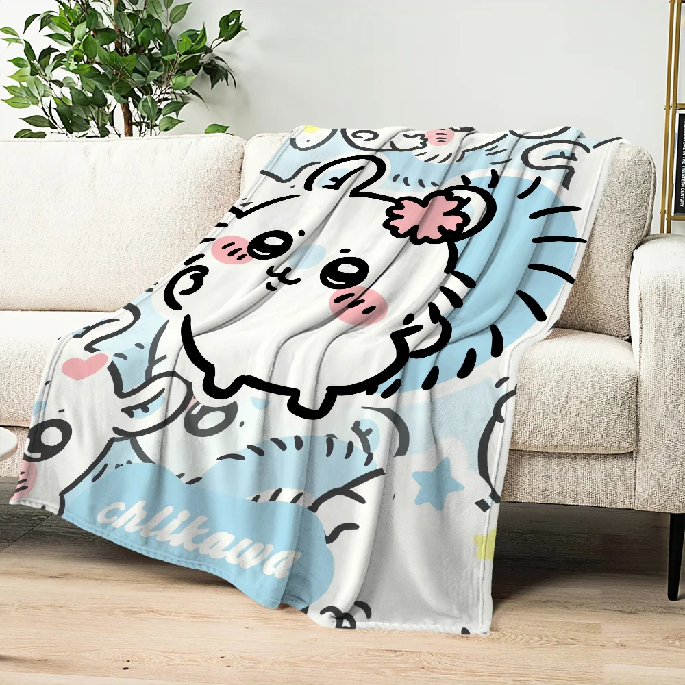 Cute Momonga C-Chiikawa Cartoon Blanket Plush Nap Sofa rug for Living Room Warm Office Bedroom Birthday Home Travel Kid Gifts 2