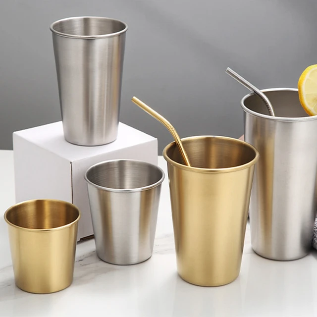 Water Cup 304 Stainless Steel Single Layer Beer Juice Drinking Cup