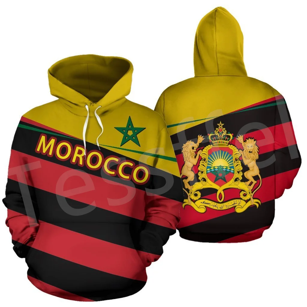 Tessffel Black History Africa County Morocco Flag Tribe Tattoo Tracksuit 3DPrint Men/Women Streetwear Casual Pullover Hoodies 24 new animal 3d letter printed black hoodie pants suit sportwear loose tracksuit set autumn and winter casual men women clothing