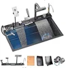 Kitchen 304 Stainless Steel Waterfall Sink, Large Single Slot, Digital Display Embossed Washing Basin Household Dishwashing Sink 1
