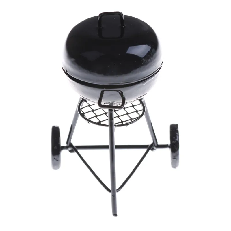 1:12 Dollhouse Miniature Black BBQ Grill Model Kitchen Accessories For Doll House Garden Outdoor Decor Kids Pretend Play Toys 3