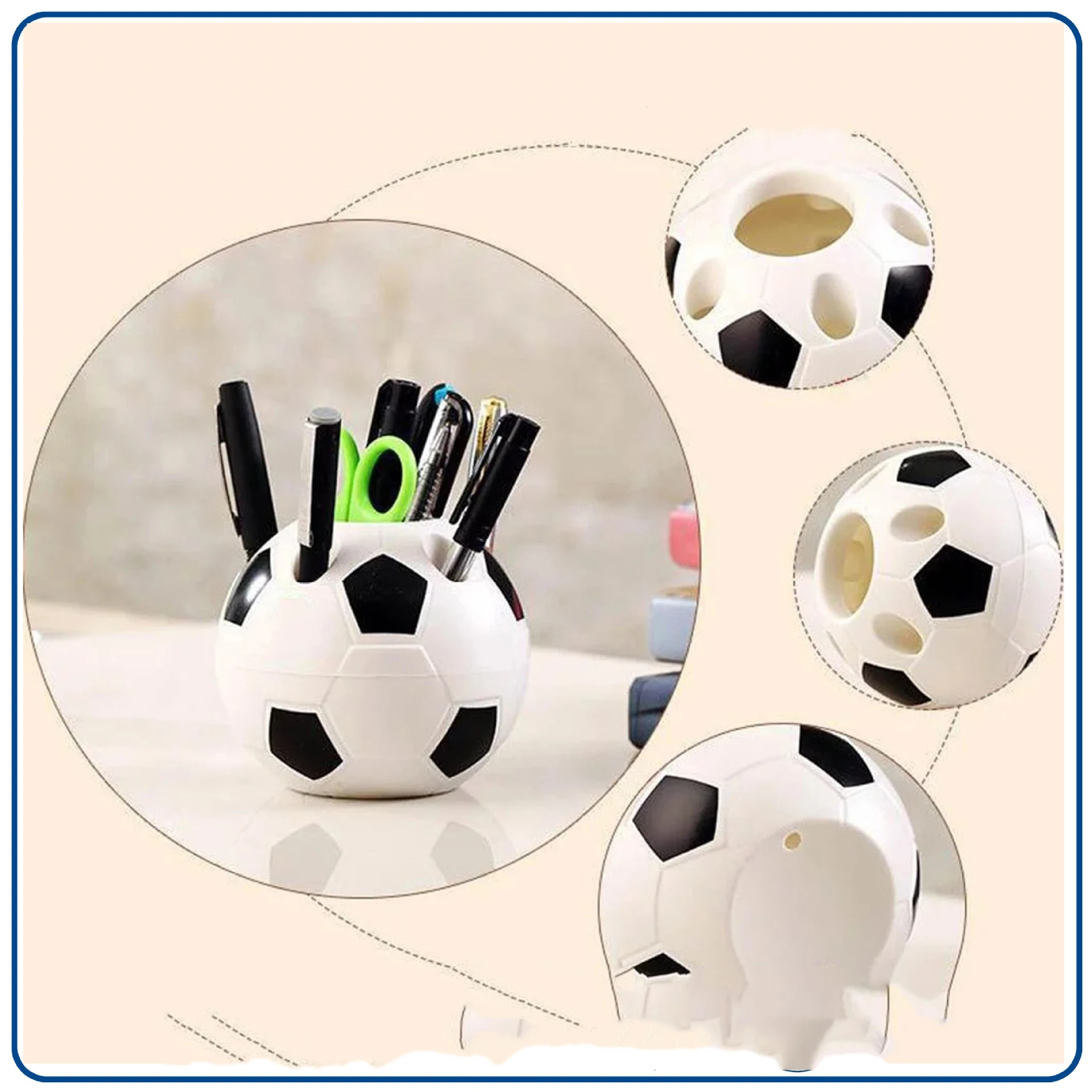 Football Shaped Pen Pencil Holder Storage Rack Stationery Organizer
