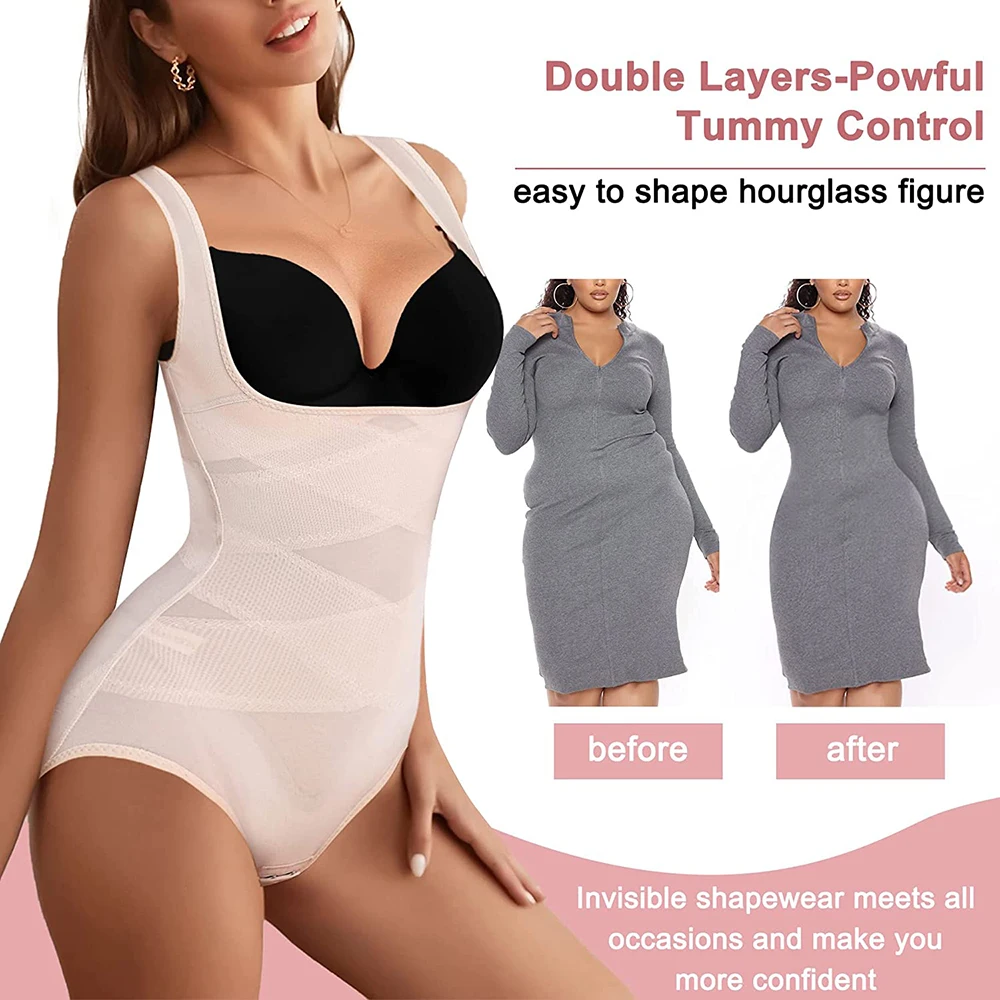 Women Tummy Control Shapewear Bodysuit High waist Butt Lifter Open