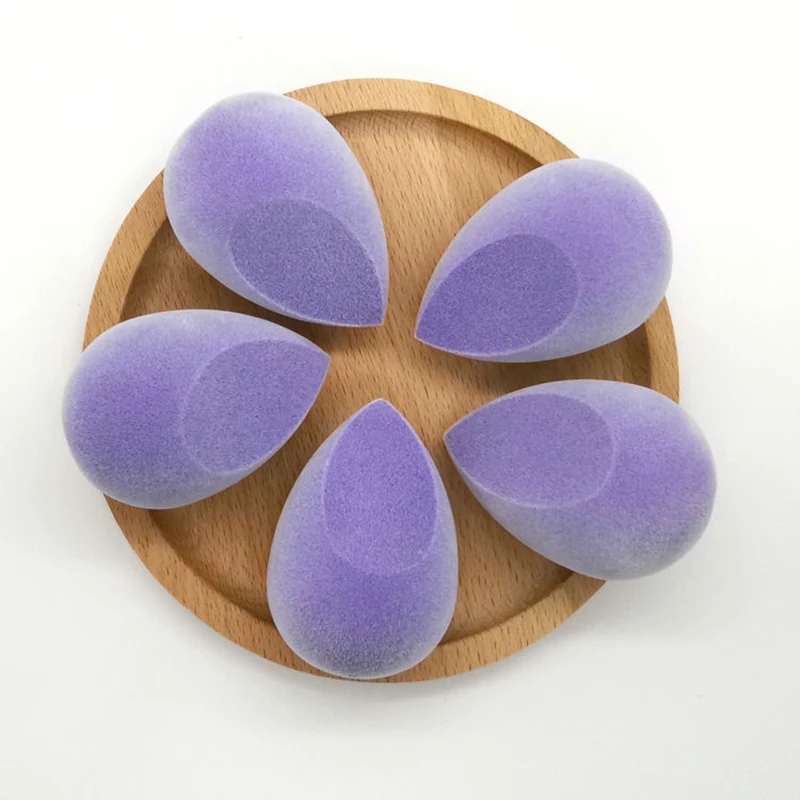 Wholesale Custom Logo Microfiber Make Up Sponge Beauty Egg Facial Flocking Makeup Facial  Sponge Velvet Flocking Blender Egg 3