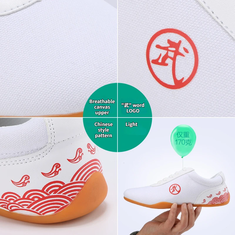 Tai Chi Shoes Men's Soft Sole Kung Fu Training Lightweight Martial Arts Shoes Women's Taekwondo Large Size 28-46