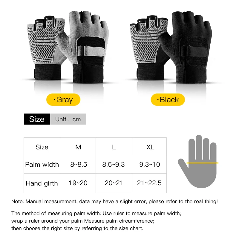 Gym Training Gloves Women Men Hand Wrist Protector Outdoor Riding Silicone Non-slip Wear Resistant Motorbike Gloves Men Black