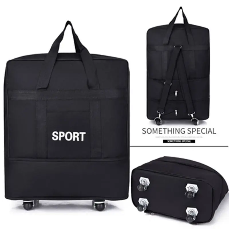 25InchesTravelBackpackWithWheelsLargeCapacityAdjustableLuggageBagsWaterproofOxford