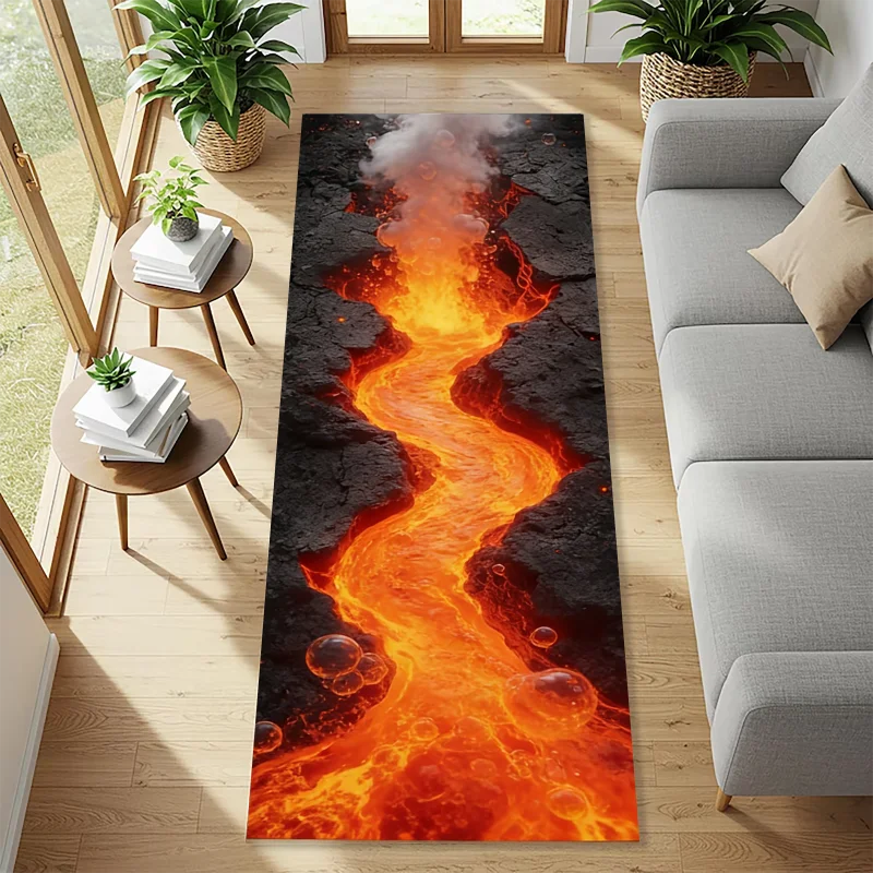 Visual Effects Rugs 3D Magma Visual Effect Runner Rugs Fabric Is Comfortable Non Slip Easy ...