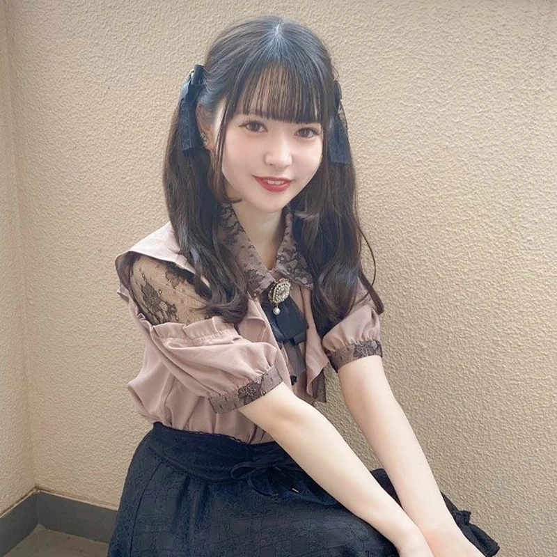 Kawaii Women Shirts Lolita Cute Japanese Style Blouse Elegant Long Sleeve Sweet Tops Casual Office Ladies Aesthetic Shirt