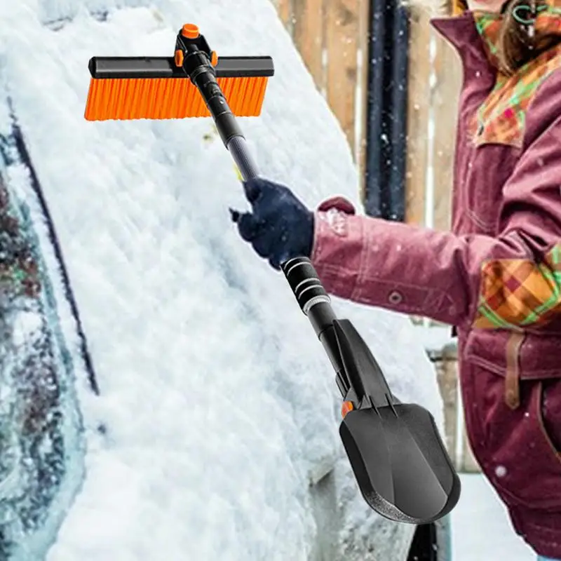 4 In 1 Multifunction Extensible Rotatable Auto Car SUV Truck Windshield Snow Ice Removal Scraper Crusher Brush Shovel