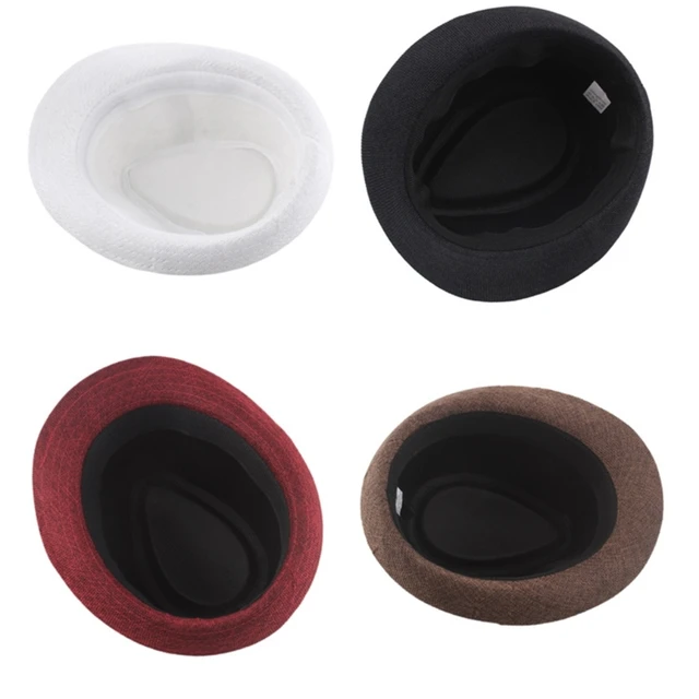 Cappello Fedora classico da uomo con fasce nere, accessorio per cappello da sole estivo a corta 2