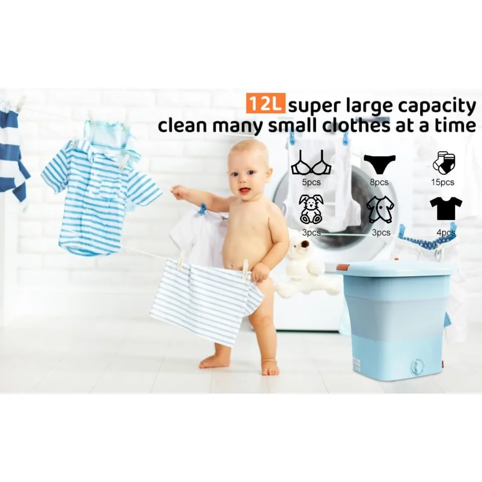 Portable 12L Foldable Washing Machine with Dehydration