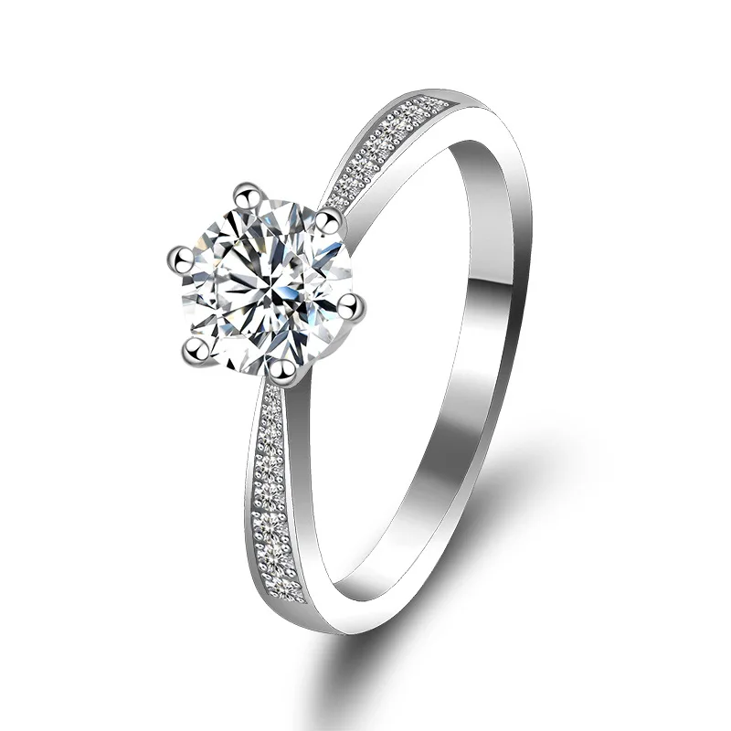 1 carat Mosonite s925 ring Valentine's gift to girlfriend Mosonite couple Pure silver Mosonite ring