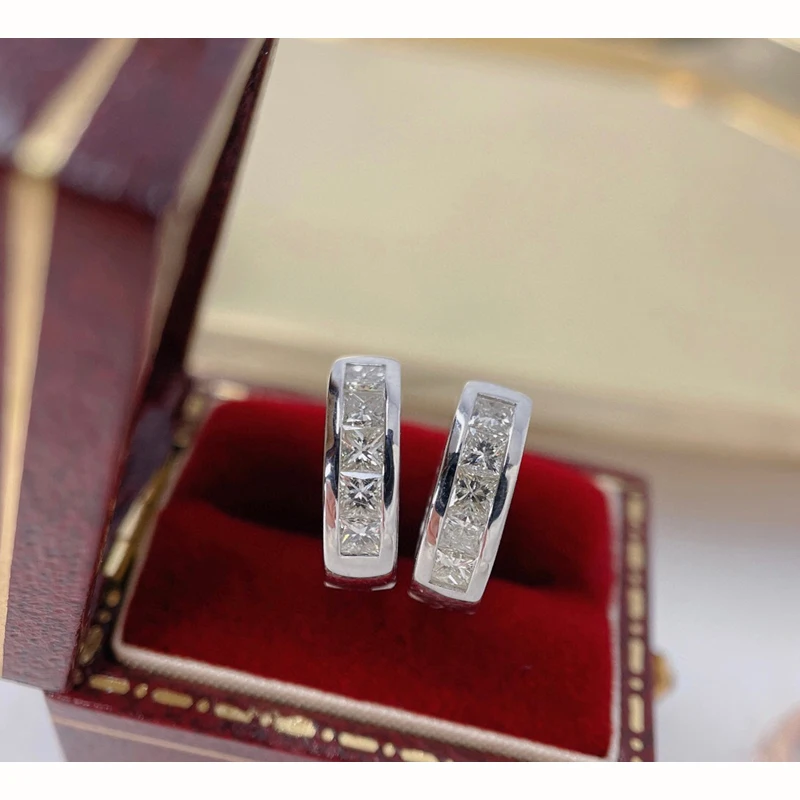 Aazuo 18K Solid White Gold Yellow Gold Rose Gold Real Diamonds 0.50ct Hook Earring Gifted For Women Advanced Wedding Party Au750