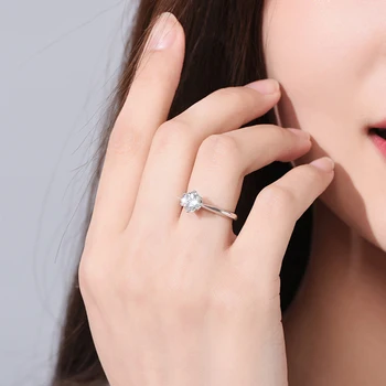 1ct 2ct 3ct Moissanite Wedding Ring Gra Certified 6-Claw Round 925 Silver 18k Gold Plated Diamond Engagement Band Fine Jewelry 5