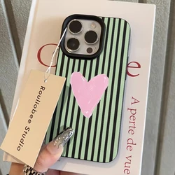 Pink Heart Striped Background Pattern Phone Case Cover - iPhone 15 (Black)