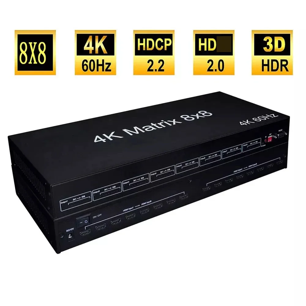 

4K 60hz 8x8 HDMI Matrix 1080p Audio Video Converter HDMI Switch Splitter for PS4 PS5 Laptop PC To TV Multi Monitors 8 In 8 Out