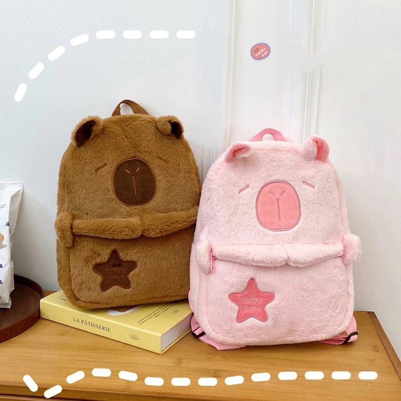 Kawaii New Capybara Plush Backpack For Women Versatile Cartoon Funny Capibala Bag Large Capacity Tote Bag Children's Gift 1