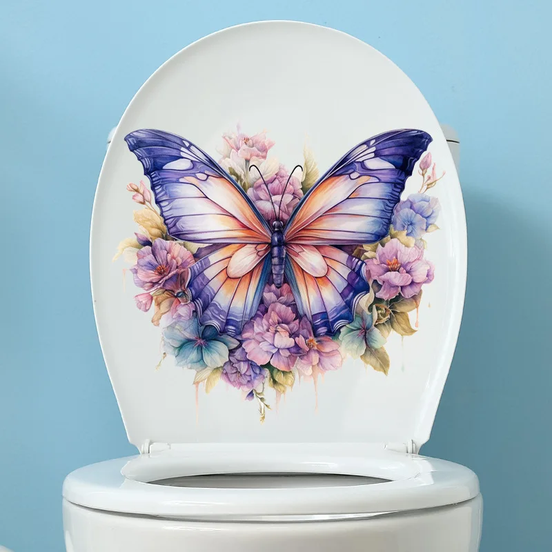 Funny Butterfly Toilet Stickers Waterproof Adhesive Decorative Vinyl Decals Toilet Lid Wc Refrigerator Home Decoration