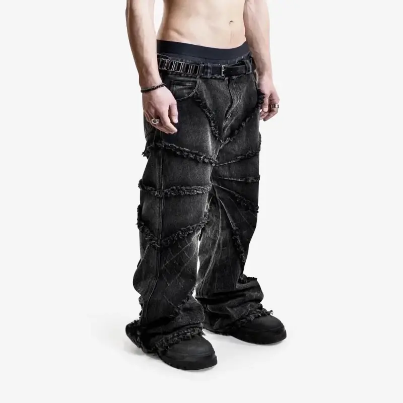 Men Jeans Loose Straight Pants Hip Hop Elastic Waist Korea Casual Y2K Trousers Male Plus Size 3XL cargo jeans,denim pants,denim trousers