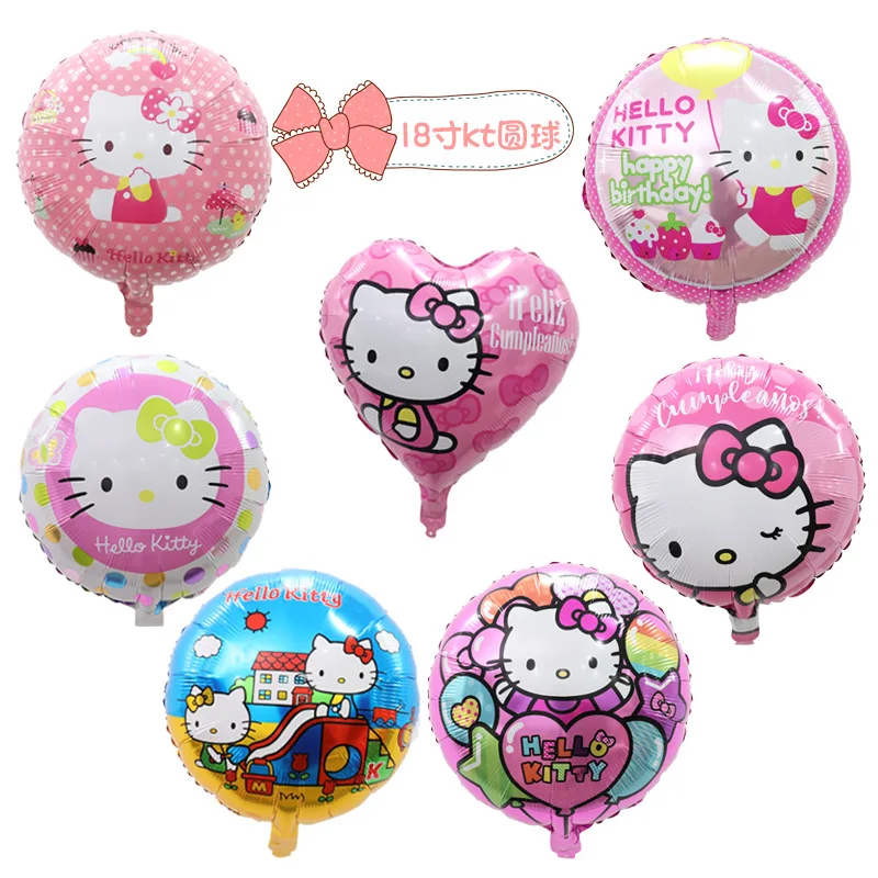 

New Hello Kitty Children's Birthday Party Decoration Balloon Sanrio Anime Scene Layout Cartoon Metallic Balloons Wedding Props