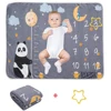 Ylsteed Baby Monthly Milestone Blanket Fleece Photography Background Prop for Boy Girl Lion Animal Rabbit Print Shooting Blanket 2