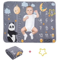 Ylsteed Baby Monthly Milestone Blanket Fleece Photography Background Prop for Boy Girl Lion Animal Rabbit Print Shooting Blanket 2
