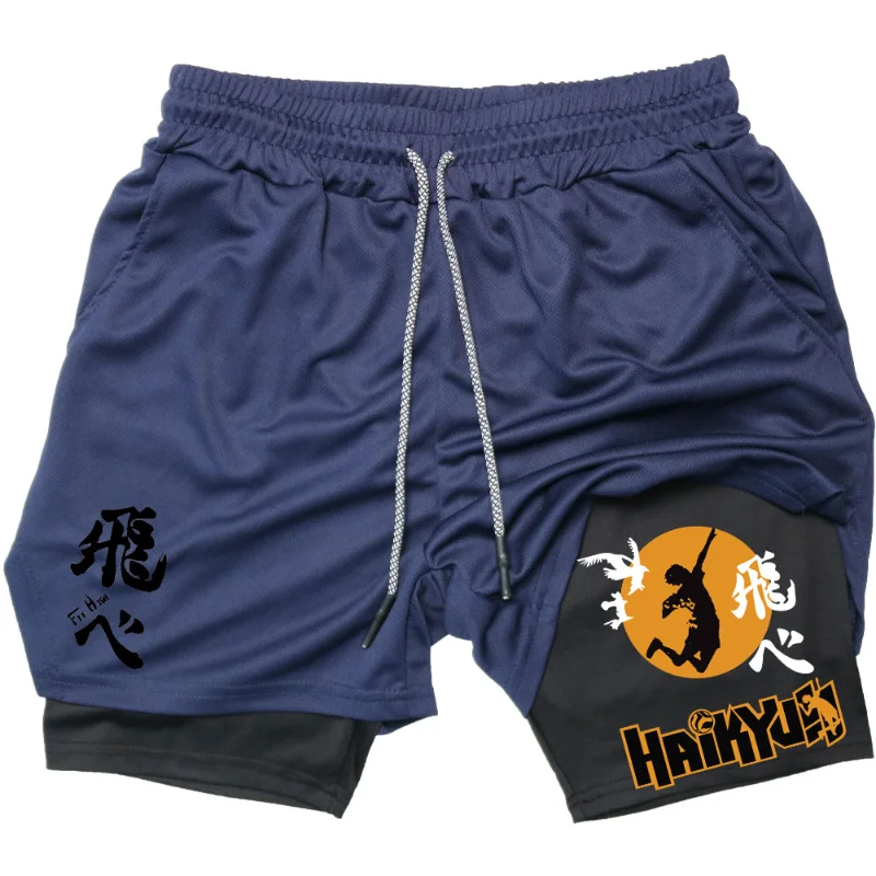Anime Haikyuu Shorts Quick-drying Fitness Performance Shorts For Men Sport Workout Training Bodybuilding Volleyball GYM Shorts 6