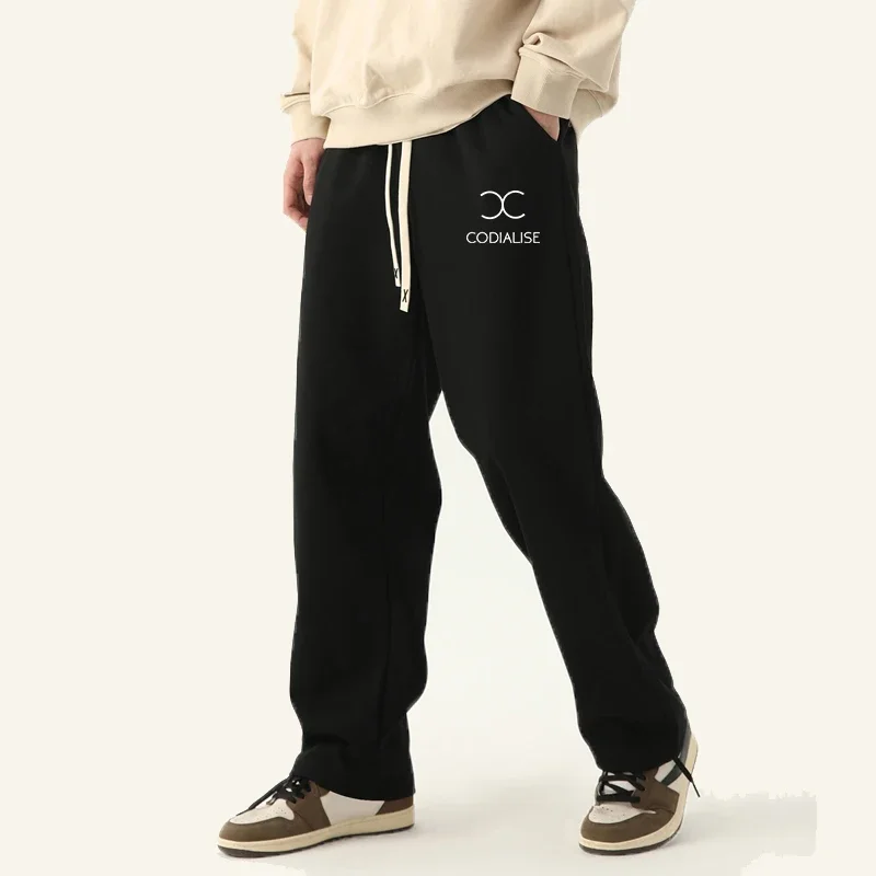 

New Alphabet Print Men's Casual Pants Four Seasons Jogging Wear Sporty Loose Black Pants High Street Fashion Men's Sweatpants