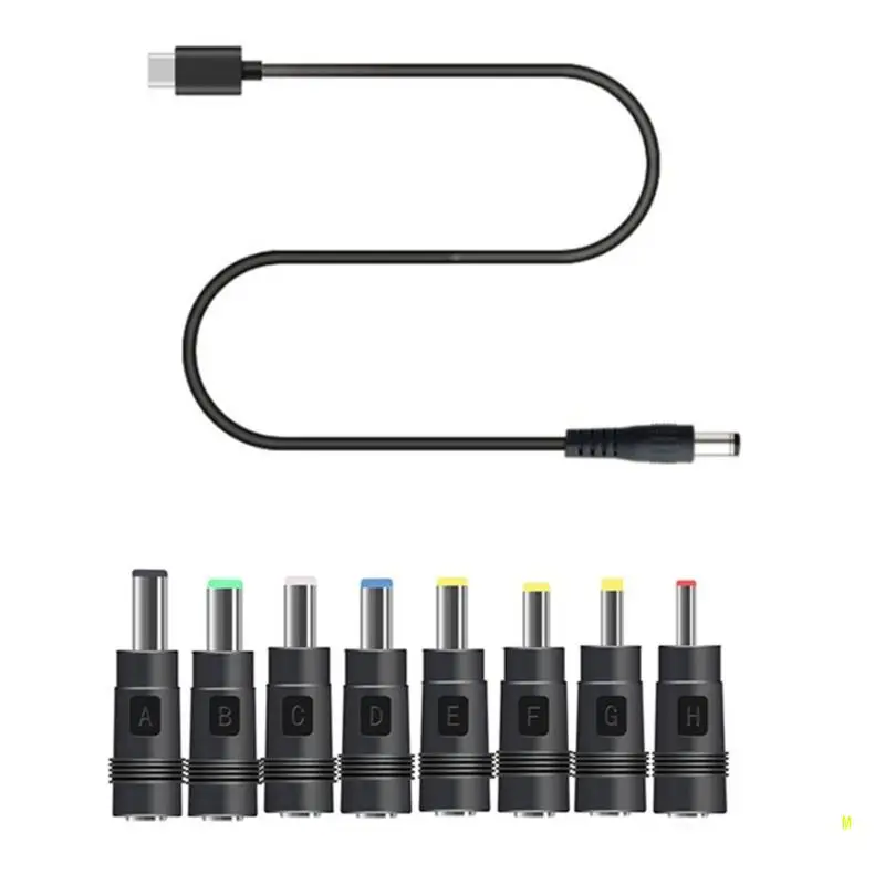 New TypeC To DC5.5/3.5 Charging Line Round Hole PD Decoy Line Multi-Function PD12v Fast- Charging 5.5X2.1MM 8 Plugs F19E