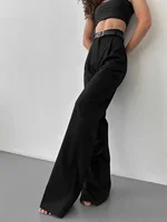 Bornladies Autumn Office Ladies Trousers Women High Waist Pants Pockets Female Summer Pleated Wide Leg  Solid OL Pants Women - Image 2