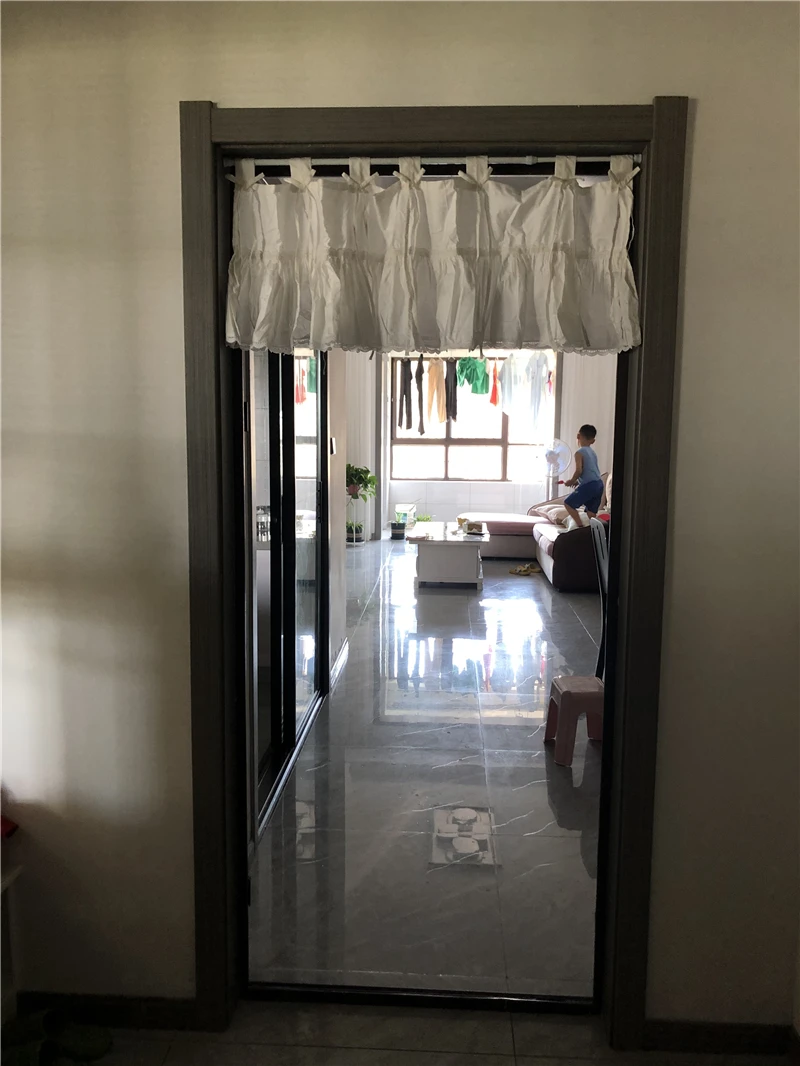Description Picture 5 of item120*40 Korean Sweet Pleated Lace Short Curtains for Kitchen Solid Tab Top Half Curtains Bow Tie Window Valance Cotton Curtain