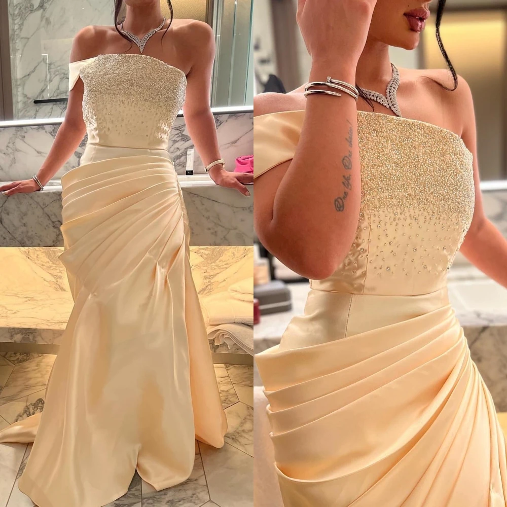 

Jiayigong High Quality Exquisite Off-the-shoulder A-line Beading Satin Formal Occasion Gown prom dress for black girls