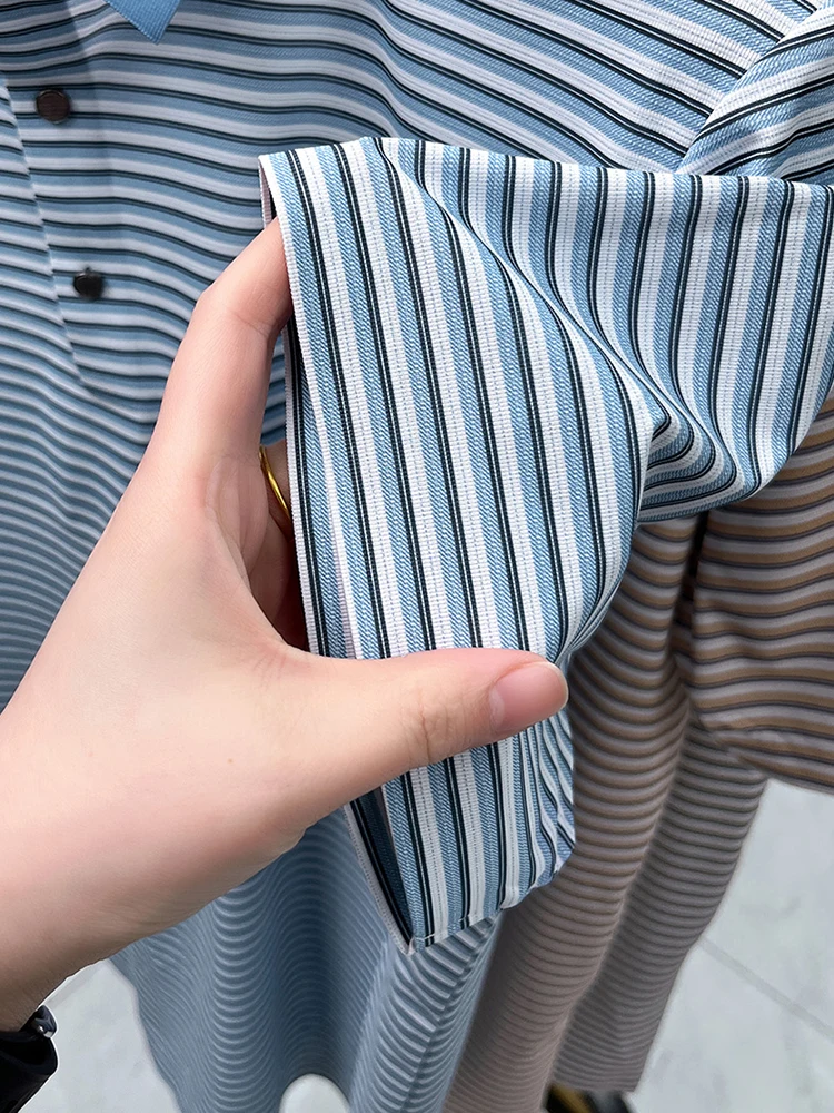 Fashion stripe color blocked men short sleeve polo shirt summer new trend brand embossed silky smooth breathable casual T-shirt 28 Sc80cde0770b64bac8659411cedf44c2fZ