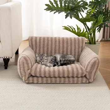 Cat Bed Fluffy Plush Mutifuctional Double-Layer Soft Pet Couch Orthopedic Sofa Nest Beds for Small Cats and Dogs, 4