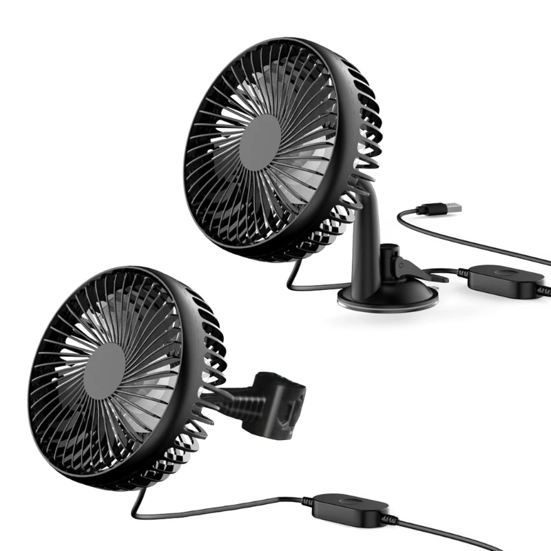 

USB Car Fan Portable Vehicle Truck 360 Rotatable Auto Cooling Cooler 12V 24V