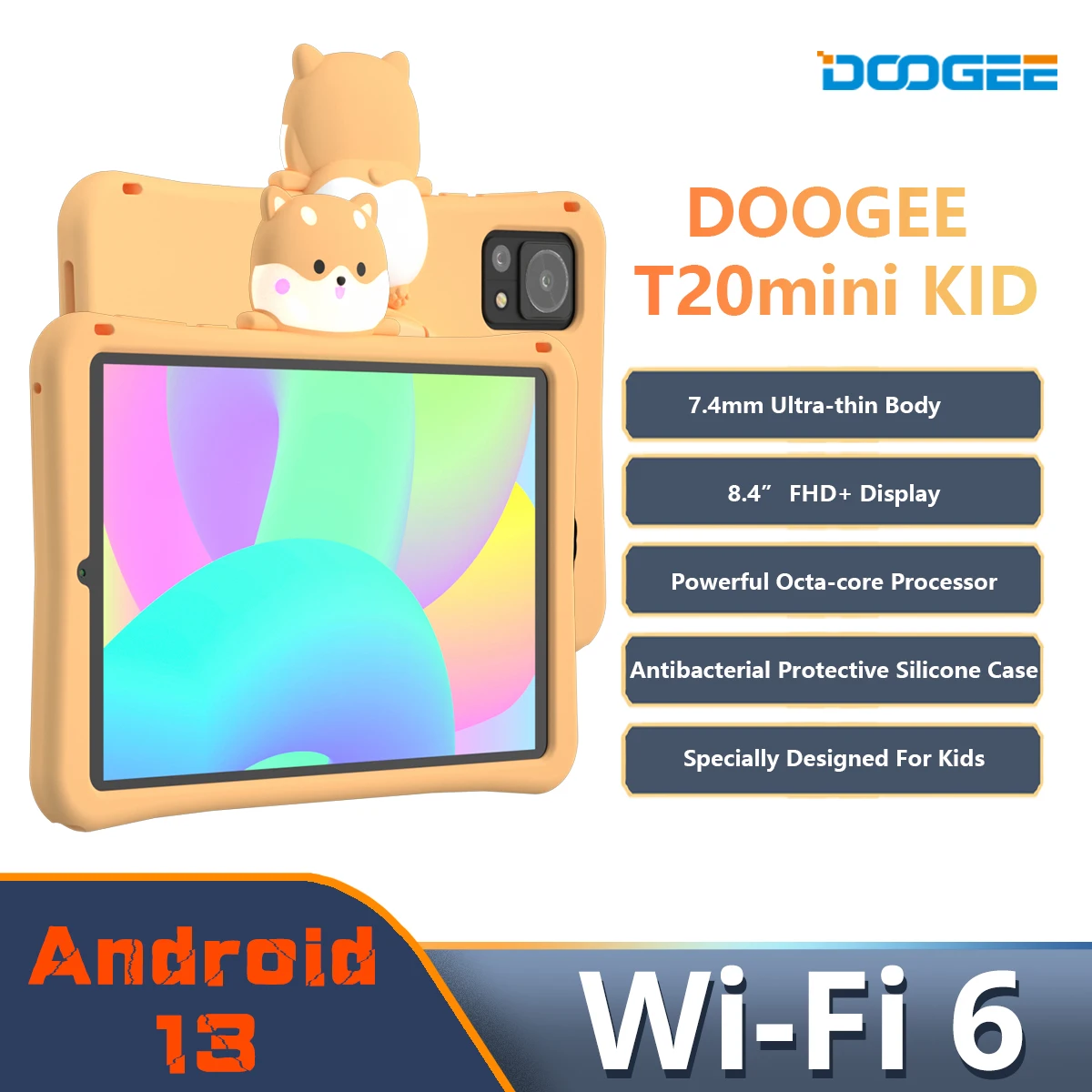 Doogee T20Mini Kid Tablet Pc Child 7.4Mm Corpo Ultrasottile 8.4 "Fhd Tfuv Logo Display 4Gb + 128Gb 5060Mah Batteria Widevine L1 Wi-Fi 6