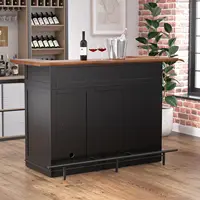 Home Bar Unit with Fridge Space, U-Shape Liquor Wine Cabinet, 63.1" Mini Bar Table with Storage for Basement or, Customized 3
