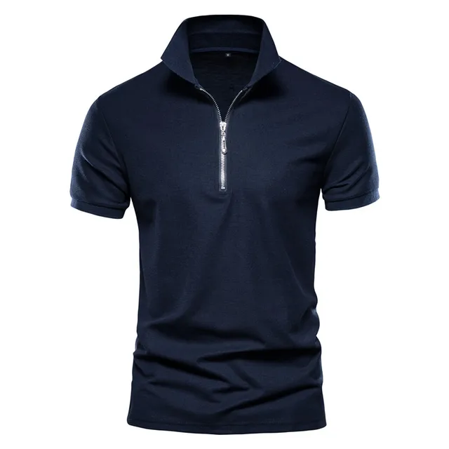 Embroidery 35% Cotton Polo Shirts for Men Casual Solid Color Slim Fit Mens Polos New Summer Fashion Brand Men Clothing PL05-navy