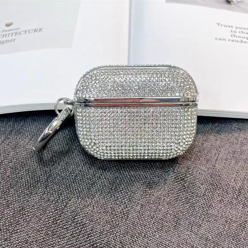 Deluxe Plated Sparkling Diamond Bluetooth Headphone Case with Keychain - Shockproof Earphone Cover