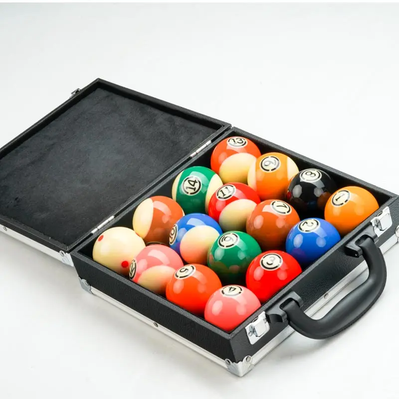 KONLLEN 16pcs Balls Set 57.2mm Resin Balls Crystal Smooth Unique Pool Cue Including Box Suitcase Billiard Accessory