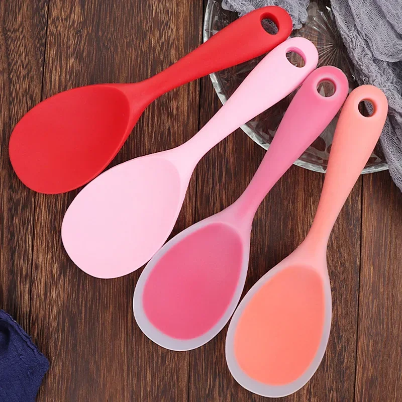 Silicone Cooking Spoon Heat-resistant Rice Scoop Anti-scald Non-stick Cookware Tablespoon Cooking Utensils silicone kitchen utensils,silicone cooking spoon,cooking scoop