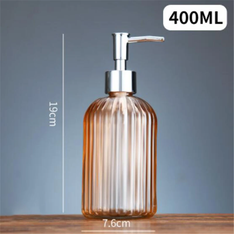 High Quality Large 400ML Manual Soap Dispenser Clear Glass Hand Sanitizer Bottle Containers Press Empty Bottles Bathroom#GH