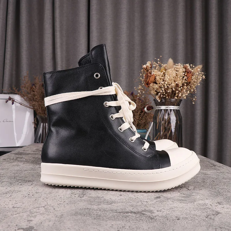 

Unisex Ankle Boots Autumn Winter 2023 New Round Toe Mixed Colors Thick Bottom Lace-Up Flat Shoes Elegant Concise Short Boots